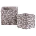 thumbnail image 1 of Cement Square Pot with Hexagonal Lattice Pattern Design Body, Washed Concrete Finish, Gray - Set of 2, 1 of 1