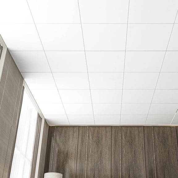 12-Pack Smooth Drop Ceiling Tile 2ft x 2ft - Fire-Rated, Waterproof, Reusable - Premium PVC, No Sag and Breakage - Cover 48 Sq. Ft, White