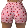 thumbnail image 2 of Daiia Strawberry and Ladybugs Pattern Women's Workout Shorts Biker Shorts - High Waisted Workout Spandex Tummy Control Gym Running Yoga Shorts-XX-Large, 2 of 8