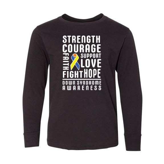 Inktastic Down Syndrome Awareness Strenth Courage Support Long Sleeve Youth T-Shirt