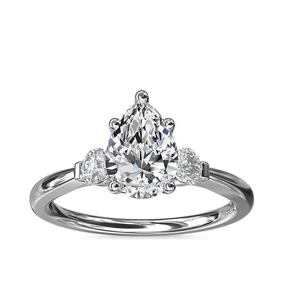 0.70 Carat VS1-Clarity Pear Genuine Diamond Stunning Three Stone Designer Ring for Women Solid 950 Platinum Size 7