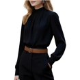 thumbnail image 2 of Long Sleeve Shirts for Women Mock Neck Tops Pleated Front Blouses Dressy Casual Spring Fall Clothes 2026 Fashion, 2 of 7