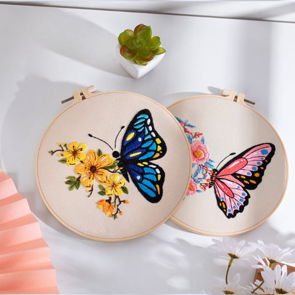 Embroidery Kit Personalized Bag Vase Butterfly Stamped Embroidery