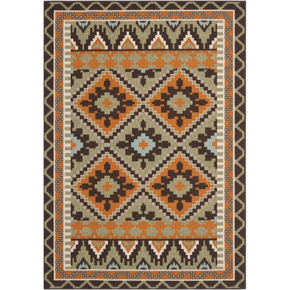 SAFAVIEH Veranda Johann Southwestern Indoor/Outdoor Area Rug, 5'3" x 7'7", Green/Terracotta