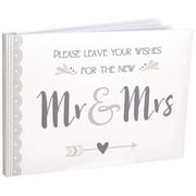 Malden Int Designs Wedding Guest Signature Keepsake Book Mr & Mrs Printed Paper Hardcover White