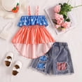 thumbnail image 4 of Ulitacool Girl 4Th Of July Clothes Summer Sleeveless Outfits Independence Day Star Prints Vest Tops Shorts Elegant Wear 4-5 Years Blue, 4 of 8