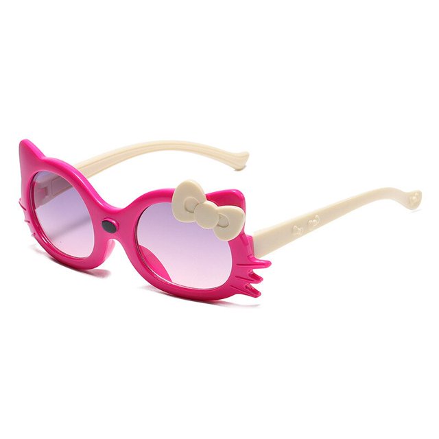 Hello Kitty-gafas de sol Kawaii para niños, lentes de sol con dibujos animados, espejo, a la moda