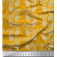thumbnail image 1 of Soimoi Gold Japan Crepe Satin Fabric Floral & Paisley Print Fabric by the Yard 42 Inch Wide, 1 of 1