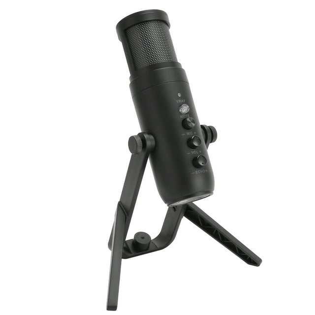 Microphone à Condensateur PC, Fonction Muet Réduction de Bruit Cardioïde Plug and Play Microphone de Jeu USB avec Lumière RGB pour Enregistrement