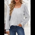 thumbnail image 4 of Camisas Tipo Túnica para Mujer, Camisas Holgadas de Larga, Camisas de Cuello Cuadrado Gris L, 4 of 8