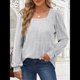 thumbnail image 4 of Camisas Tipo Túnica para Mujer, Camisas Holgadas de Larga, Camisas de Cuello Cuadrado Gris S, 4 of 8