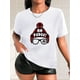 thumbnail image 1 of Camiseta para Mujer Traje de VeranoWomen's Casual Fashion Top with Glasses Red Hat Print, Round Neck Short Sleeve T-shirt, Black, AfricanFather's Day, Mother's Day, New Year, Spring Festival, Valent, 1 of 7