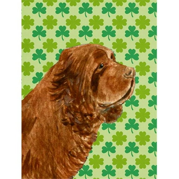 Sussex Spaniel St. Patricks Day Shamrock Portrait Flag Garden Size