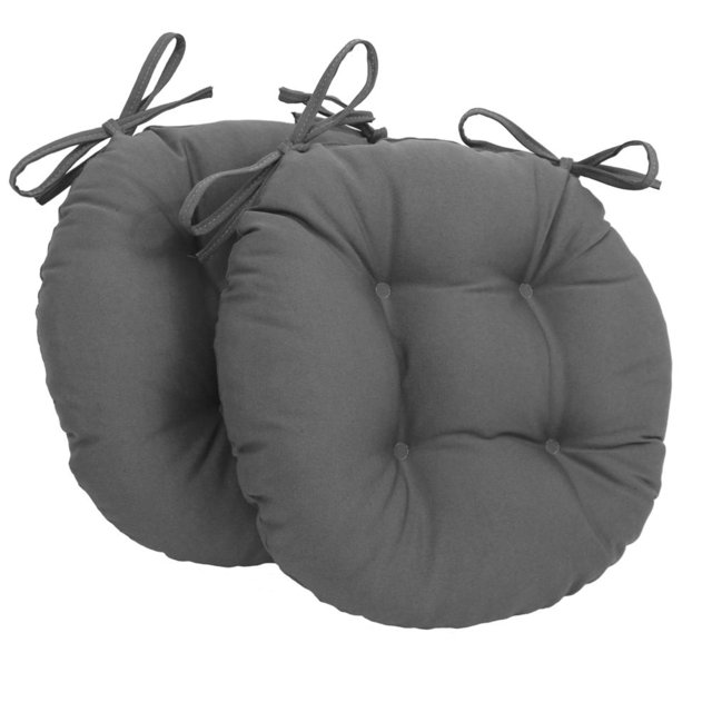 16-inch Solid Twill Round Tufted Chair Cushions (Set of 2)