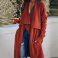 thumbnail image 4 of IROINNID Women's Open Front Coat Solid Color Long Sleeve Leisure Casual Cardigan Sweater Coat With Pockets, Orange, 4 of 5