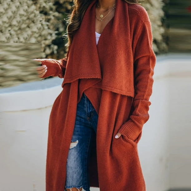 zanvin Women Casual Solid Long Sleeve Cardigan Sweater Coat With