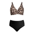 thumbnail image 5 of Womens Bikini Sets Women's Elegant Tankini with High Waisted Swim Top and Bottom Stylish Poolwear Summer Beachwear Leopard Print Spaghetti Strap Sleeveless Brown L, 5 of 6