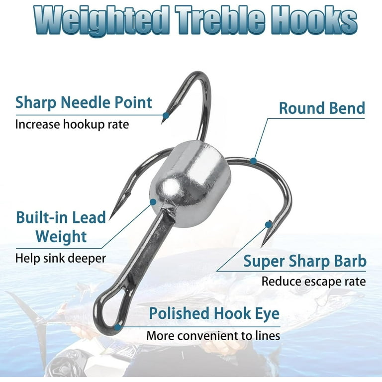 Snagging Hooks Snagging Weighted Treble Hooks 4PCS Large Treble