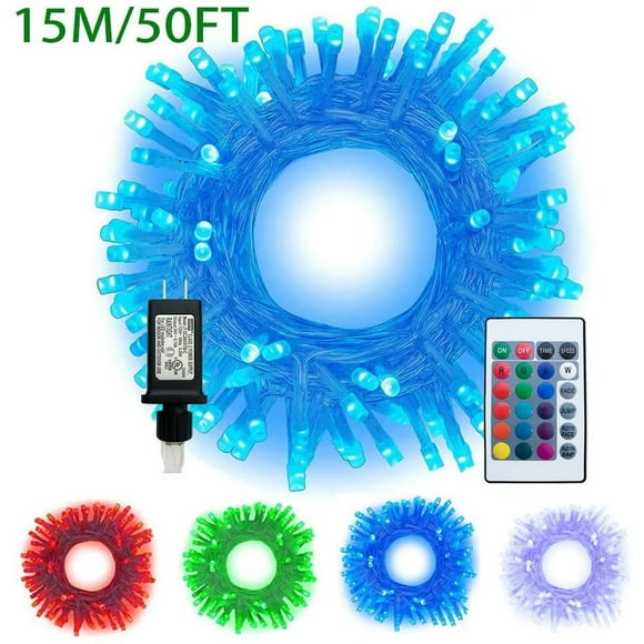 150 LED 50 FT Led String Lights,Plug in Fairy String Lights with Remote Control Timer,Waterproof 16 Color Changing Christmas Tree Lights for Indoor and Outdoor Decor with 30V Low Voltage