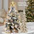 thumbnail image 2 of Tabletop Christmas Tree 2FT Small Mini Christmas Tree for Table Top, Artificial Snow Flocked Arbol de Navidad with Xmas Ornaments, Christmas Decorations for Home Office Apartment-Gold, 2 of 7