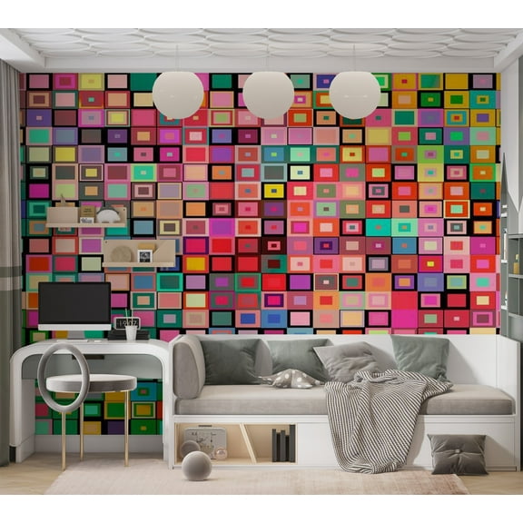 Tiptophomedecor Abstract Wallpaper Wall Mural - Colourful Boxes
