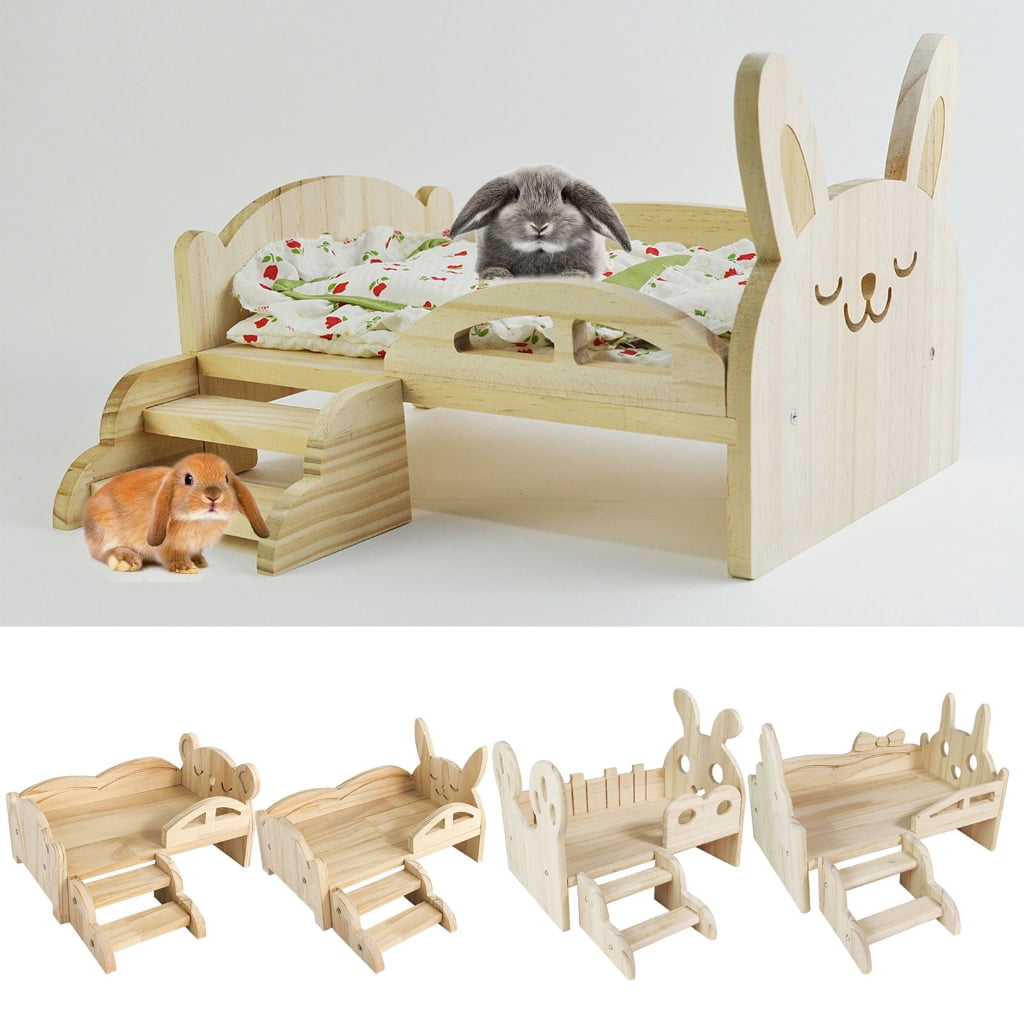 Zeiwohndc Wood Platform Cage Bed Hamster Sleeping Bed Cage Decors Small Animals House