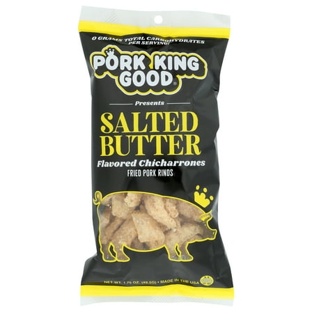 Pack of 12, Pork King Good Salted Butter Pork Rinds, 1.75 oz