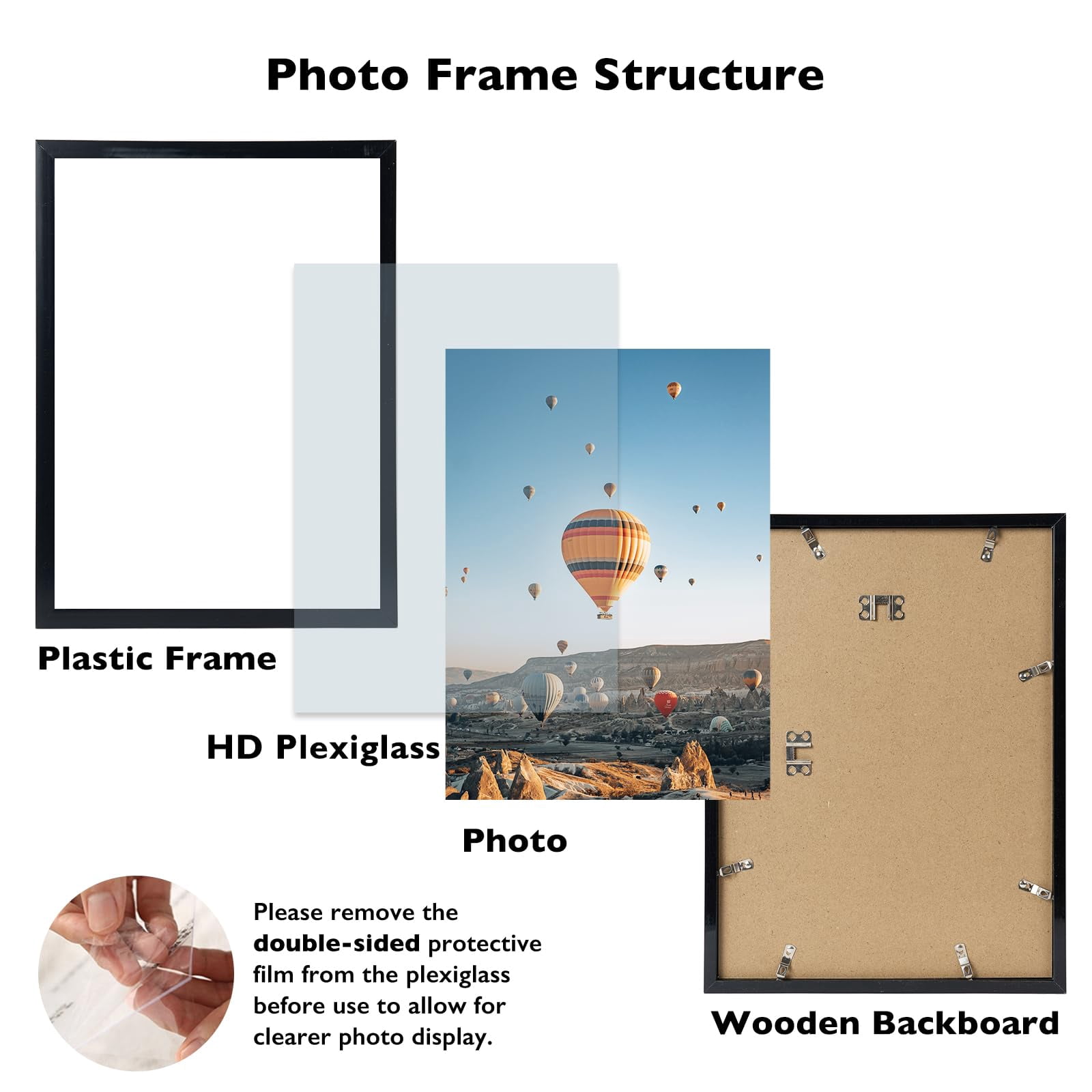 10x14 Picture Frame Set of 6 Black for 30 x 40cm Diamond Painting Art, Wall Mounting Horizontally or Vertically, 10 x 14 Wall Gallery Poster Photo Frame with Durable Shatter Resistant
