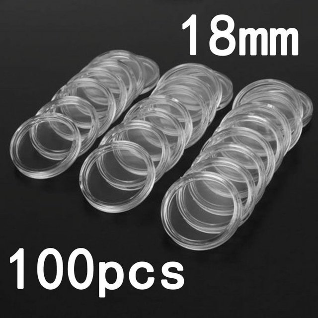 Caja de almacenamiento de monedas redonda transparente, 100 piezas, 16-40mm, cápsulas de colección, soporte para monedas, contenedor, suministros, regalos cápsulas para monedas cajas de carton organi