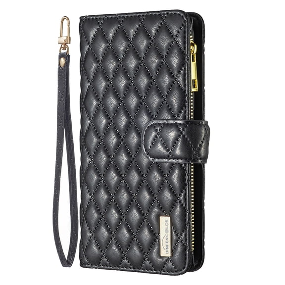 Allytechgroup PU Leather Zipper Wallet Phone Case for iPhone 17 Pro Max, Slim Lightweight Shell with Card Slot Wrist Strap Shockproof Magnetic Kickstand Ultra-Slim for iPhone 17 Pro Max, Black
