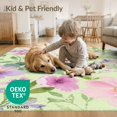 thumbnail image 2 of ODIKA 8'x10' Green Mint Blossoms and Pastel Floral Washable Area Rug Elegant Watercolor Flowers with Soft Spring Hues Durable, Non-Slip for Living Room, Under Sectional, Family, 2 of 5