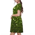 thumbnail image 2 of Goofa Green Glitter Sparkle Pattern Women Summer Short Sleeve Midi Dress with Pockets Casual Aline Flowy Tshirt Dress Vocation Beach Sundress, 2 of 6