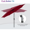 thumbnail image 2 of Simenmax 9ft Patio Umbrella, Outdoor Table Umbrella of 9-Feet with 8 Ribs and Push Button Tilt and Crank, Red, 2 of 7
