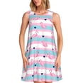 thumbnail image 1 of Vsdgher Flamant Rose 1 Imprimé Robes d'Été pour Femmes Décontracté Col en U Robe de Plage Sans Manches Robe Débardeur Ample avec Poche, 1 of 7
