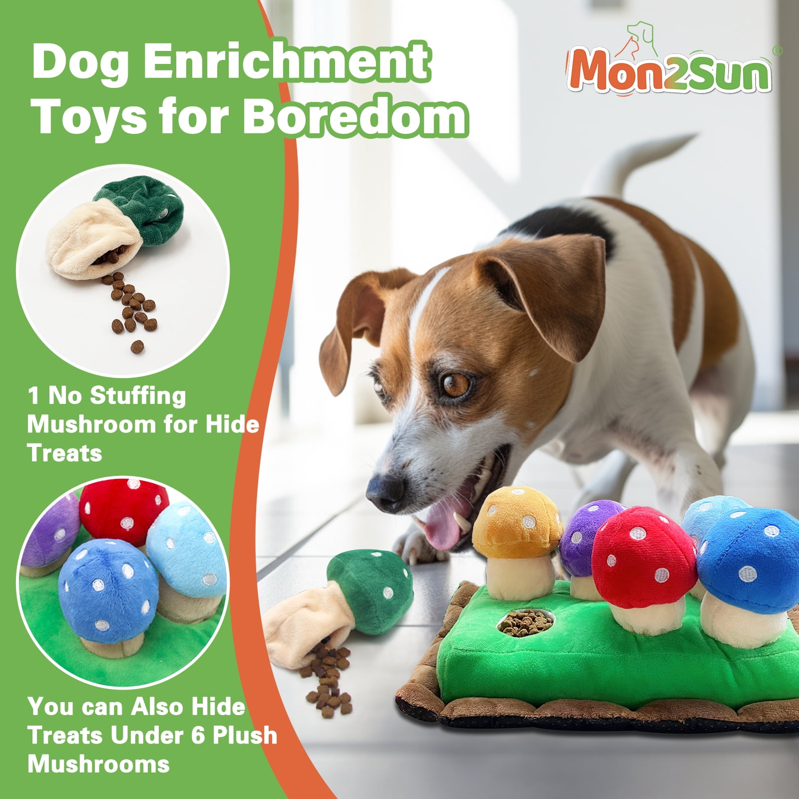 Hide and Seek Dog Toy, Squeaky Interactive Puzzle Toys for Small and Medium Dogs - Mushrooms