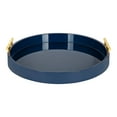 thumbnail image 2 of Kate and Laurel Lipton Modern Round Tray, 18" Diameter, Navy Blue and Gold, Decorative Accent Tray for Storage and Display, 2 of 5