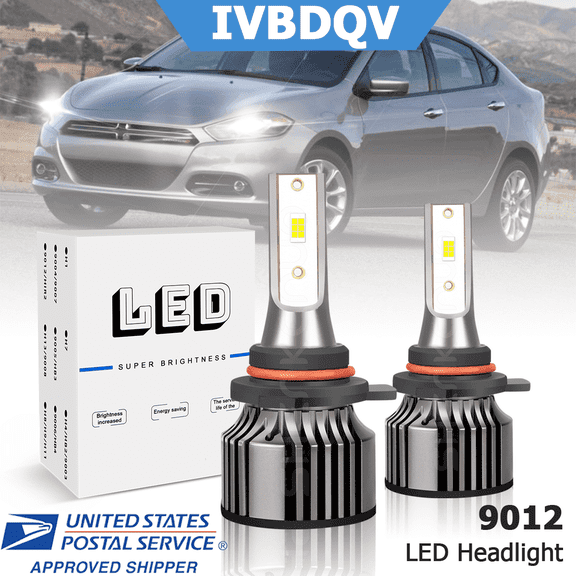 For Dodge Dart 2013-2015 LED Headlights 9012/HIR2 High Low Beam Bulbs Kit 2Pcs 6000K Bright White