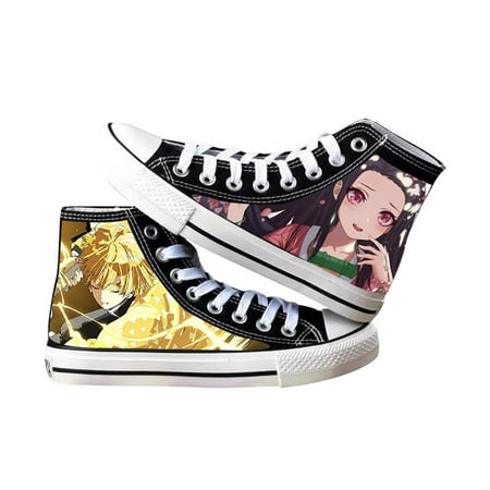 

Japanese Anime Demon Slayer Canvas Shoes Sneakers Tanjirou Nezuko Zenitsu Pattern Skateboard Shoes High Top Fashion Casual Shoes Non-slip Anime Sneakers Awesome Gift for Anime Fans