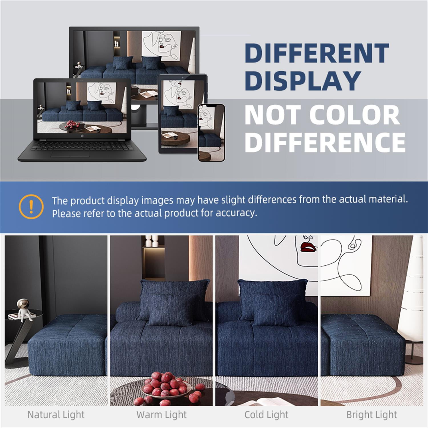 Demi Bonn 141" Modular Oversized Sectional Sofa Set with 2 Ottomans, 2-Seater, 4 Soft Pillows, Modern DIY Tufted Couch, No Assembly Required, for Living Room, Blue