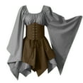 thumbnail image 3 of DuoJiaJ Performance Médiévale pour Femmes Robe Chemise Irlandaise à Manches Trompette avec Corset Robe Traditionnelle Fête et Party Femmes m Cosplay Gothique Rétro Robe Corset à Manches Longues, 3 of 3