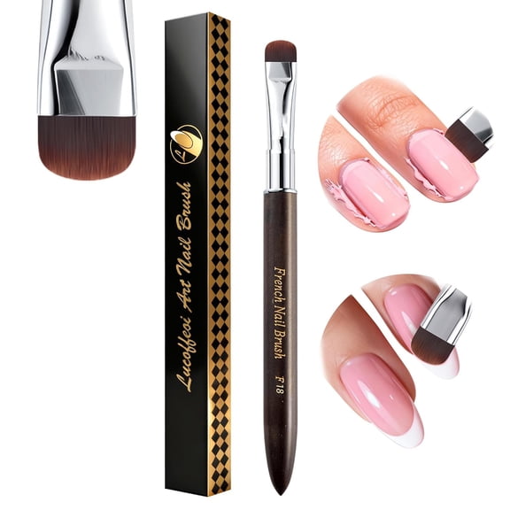 ACDANC Nail Art Brush,2-In-1 French Tip and Cuticle Cleanup Brush for Gel Polish,Professional Nail Tool with Wooden Handle(Wooden Handle Nail Brush)French