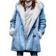 thumbnail image 2 of Abrigo informal de manga larga con capucha y chaquetas para mujer, abrigo de terciopelo liso de talla grande para invierno, abrigo de manga larga con bolsillo y hebilla de cuerno para mujer, 2 of 7