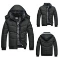 thumbnail image 2 of Men's Long Puffer Jacket Winter Warm Hooded Zip Up Quilted Padded Coat with Pockets Outdoor Outerwear, 2 of 7