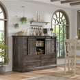 thumbnail image 2 of 10 Drawers Dresser for Bedroom,Farmhouse Wood Dresser with Smoothly Sliding Barn Doors, Chest of Drawers 55" Wide TV Stands for Living Room,Hallway,Entryway,Dark Rustic Oak, 2 of 10