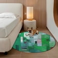 thumbnail image 3 of Green Geometric Round Rug 4ft Washable Circle Entryway Rugs Non Slip Abstract Art Modern Painting Area Rug Indoor Floor Carpet for Bedroom Kitchen Living Room Home Office Dining Room Nursery, 3 of 8