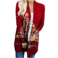 thumbnail image 2 of Cárdigan de manga larga suelto de otoño e invierno para mujer, abrigo con estampado navideño Fridja  po3888, 2 of 9