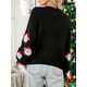 thumbnail image 4 of Suéteres de Punto con Estampado de Leopardo para Mujer, Informales, de Larga y Cuello Redondo. Negro L, 4 of 8