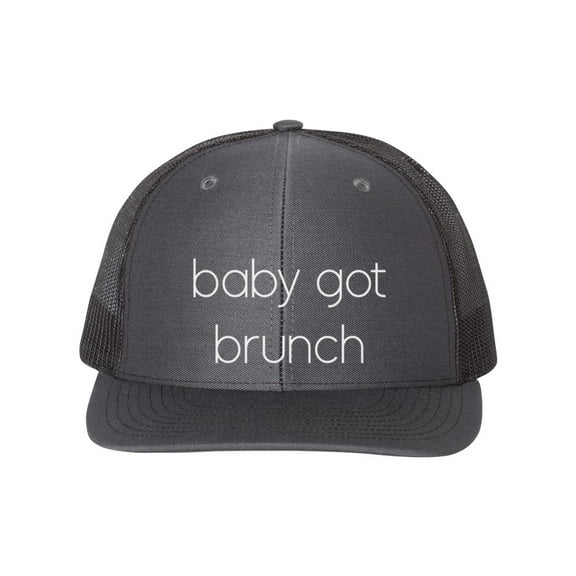 Baby Got Brunch, Brunch Hat, Brunch Lover, Trucker Hat, Adjustable, Brunch Apparel, Baseball Cap, 10 Different Colors!, Brunch, White Text, Charcoal/Black