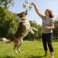 thumbnail image 5 of White Soccer Ball Pet Dumbbell Toy, Squeaky Chew Resistant Toy, Interactive Fetch & Chew Toy for Small to Medium Dogs & Puppies, 5 of 8