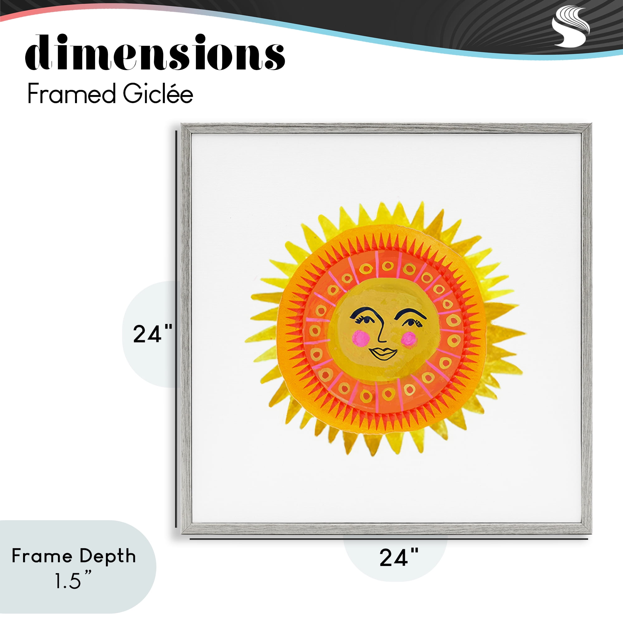Stupell Industries Eccentric Bohemian Sun Gray Framed Giclee Art, design by Katherine Herrell Studio